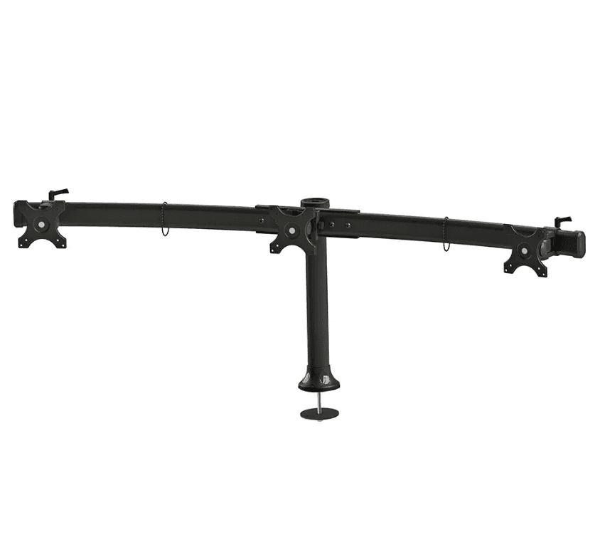 Suport triplu monitor de birou Neomounts FPMA-D700DD3; pentru display- uri cu diagonale 10"-27", sistem de prindere VESA 75x75~100x100, greutate maxima suportata 8kg - per ecran, swivel +45°, rotate +360°; inaltime reglabila manual 340-450mm; culoare negru. Garantie 5 ani