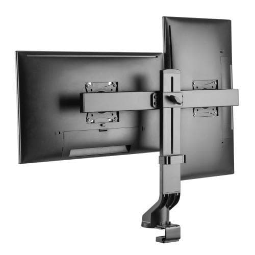 Suport monitor de birou Neomounts FPMA-D860DBLACK; pentru display-uri cu diagonale 10"-27", sistem de prindere VESA 75x75~100x100, suporta 2 ecrane, greutate maxima suportata 7kg per ecran, full motion, tilt +10°, -10°, swivel +10°, -10°, +180°, -180°; gas spring; culoare negru. Garantie 5 ani