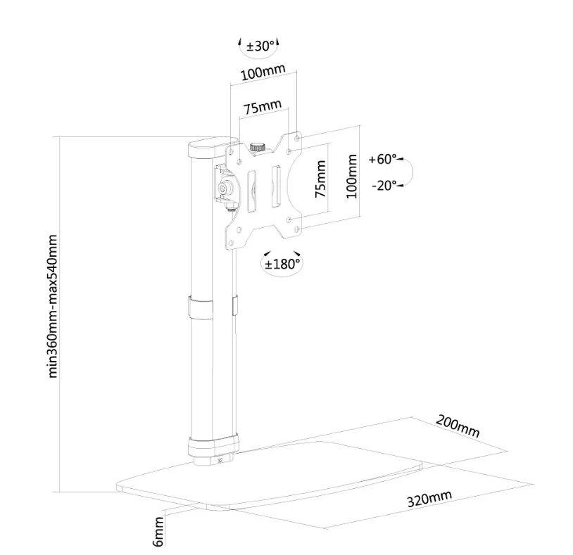 Suport monitor de birou Neomounts by Newstar 10"-30", 6kg, 100x100 mm VESA