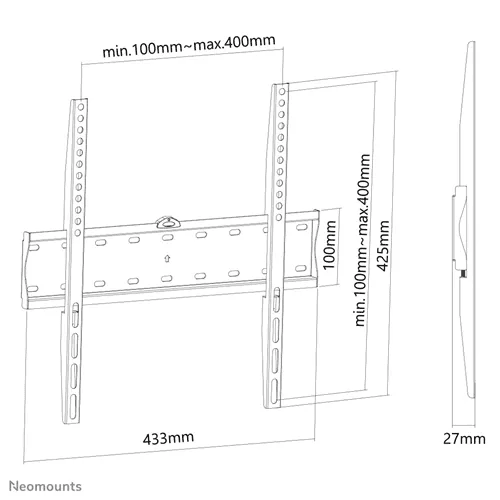 Suport TV de perete, Neomounts by Newstar FPMA-W300BLACK, Fix, 32"- 55", VESA 400x400mm, suporta pana la 40kg, negru
