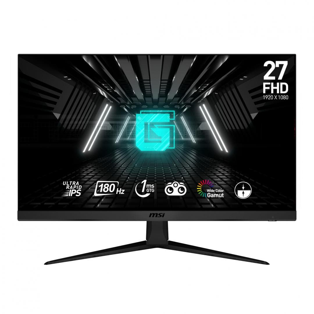 Monitor MSI 27" G2712F, Diagonal (inch): 27, Diagonal (cm): 69, Aspect ratio: 16:9, Panel: IPS, Resolution: 1920x1080, Refresh Rate: 180Hz, Response time GtG: 1ms, Brightness (max): 300 cd/m², Contrast (static) : 1000:1, Contrast (dynamic): 100M:1, Viewing angle: 178°/178°