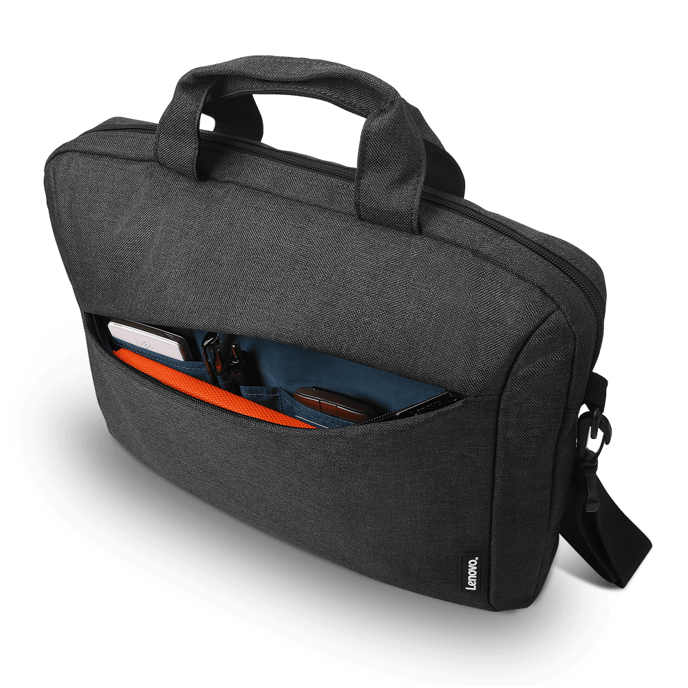 Geanta laptop Lenovo Casual Toploader T210, 15.6", Black, rezistent la apa, compartiment accesorii, compartiment laptop captusit, Material: Textil, Dimensiuni externe: 362 x 22 x 250 mm, Greutate: 465g