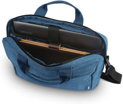 Geanta laptop Lenovo Casual Toploader T210, 15.6", Blue, rezistent la apa, compartiment accesorii, compartiment laptop captusit, Material: Textil, Dimensiuni externe: 362 x 22 x 250 mm, Greutate: 465g