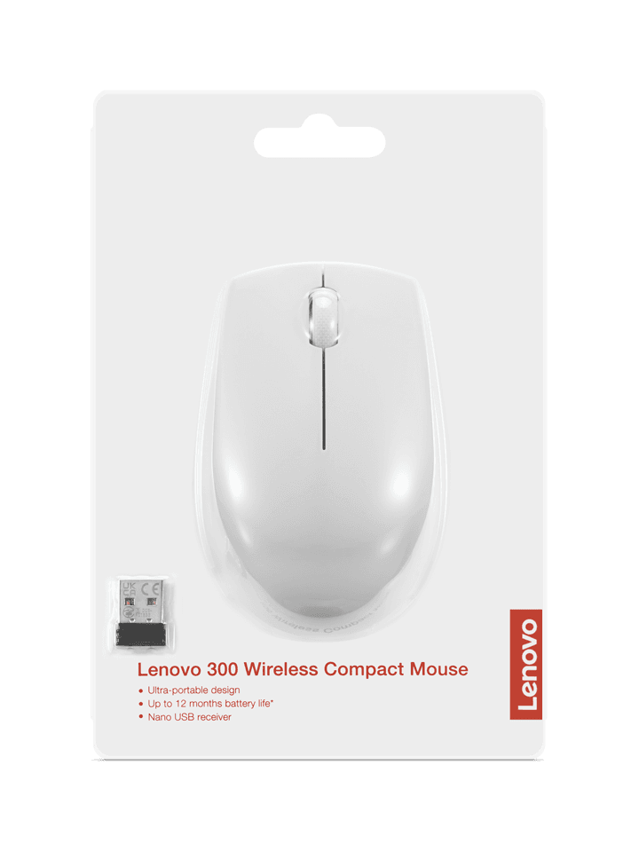 Mouse wireless Lenovo 300, Cloud Grey, Rezolutie (dpi): 1000 dpi, Butoane/rotite: 3, Interfata mouse: Wireless, Tehnologie: Wireless, Interfata receiver: dongle USB 2.4GHz, Dimensiune (mm): 97.91 x 57.99 x 32.53 mm, Greutate: 52g