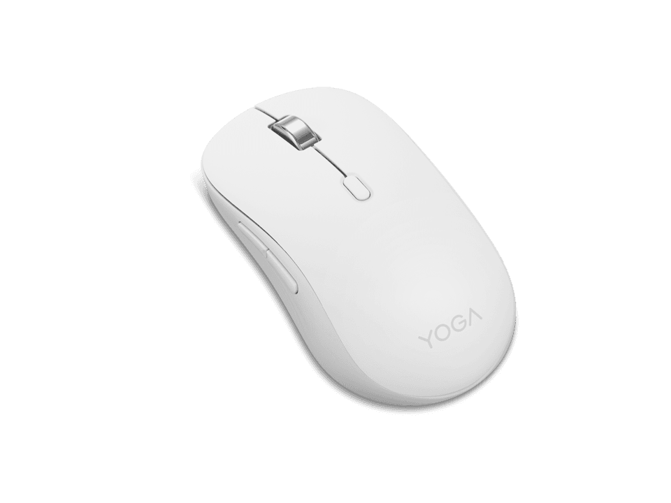 Mouse silentios Bluetooth Lenovo Yoga; pana la 4000DPI; tip: full size ambidextru; senzor: IR optic; numar de butoane: 6 (programabile); conectivitate: Bluetooth 5.3, se poate conecta la 3 dispozitive; greutate: 88g; compatibil cu Windows 10, Windows 11; include 1 x baterie de tip AA; culoare: alb