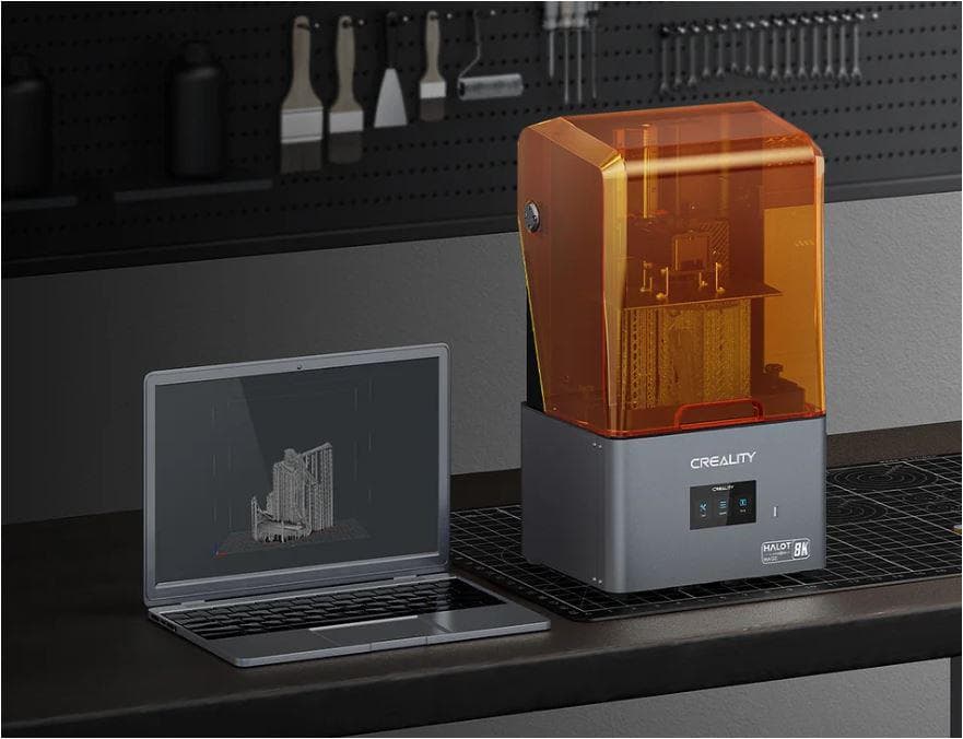 Imprimanta 3D Creality Halot-MAGE cu rasina, Tehnologie SLA, Stereolitografie, sursa 100W, dimensiuni printare: 228*128*230mm, Dimensiuni imprimanta: 333*270*608mm, Viteza:1-5s/strat, Inaltime strat:0.05-0.15mm, LCD 10.3", rezolutie: 8K(7680x4320), transfer fisier: USB drive, rasina:405nm, Software