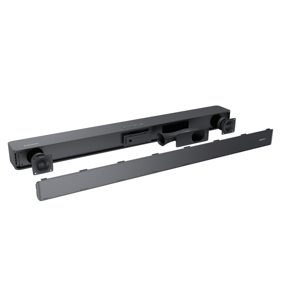SOUNDBAR HORIZON HAV-S2030 / System 2.0 / Max Audio Power 60W (30W x2) / Digital Optical / AUX (3.5mm) / HDMI-ARC (CEC) / BT 5.4 / USB Playback / DOT-Matrix Display / Remote + Button Keys / Impedance: 4Ω x2 / Signal to Noise Ratio (SNR): 73dB / Wall-Mount Ready / Full Size / Titanium Dark Grey