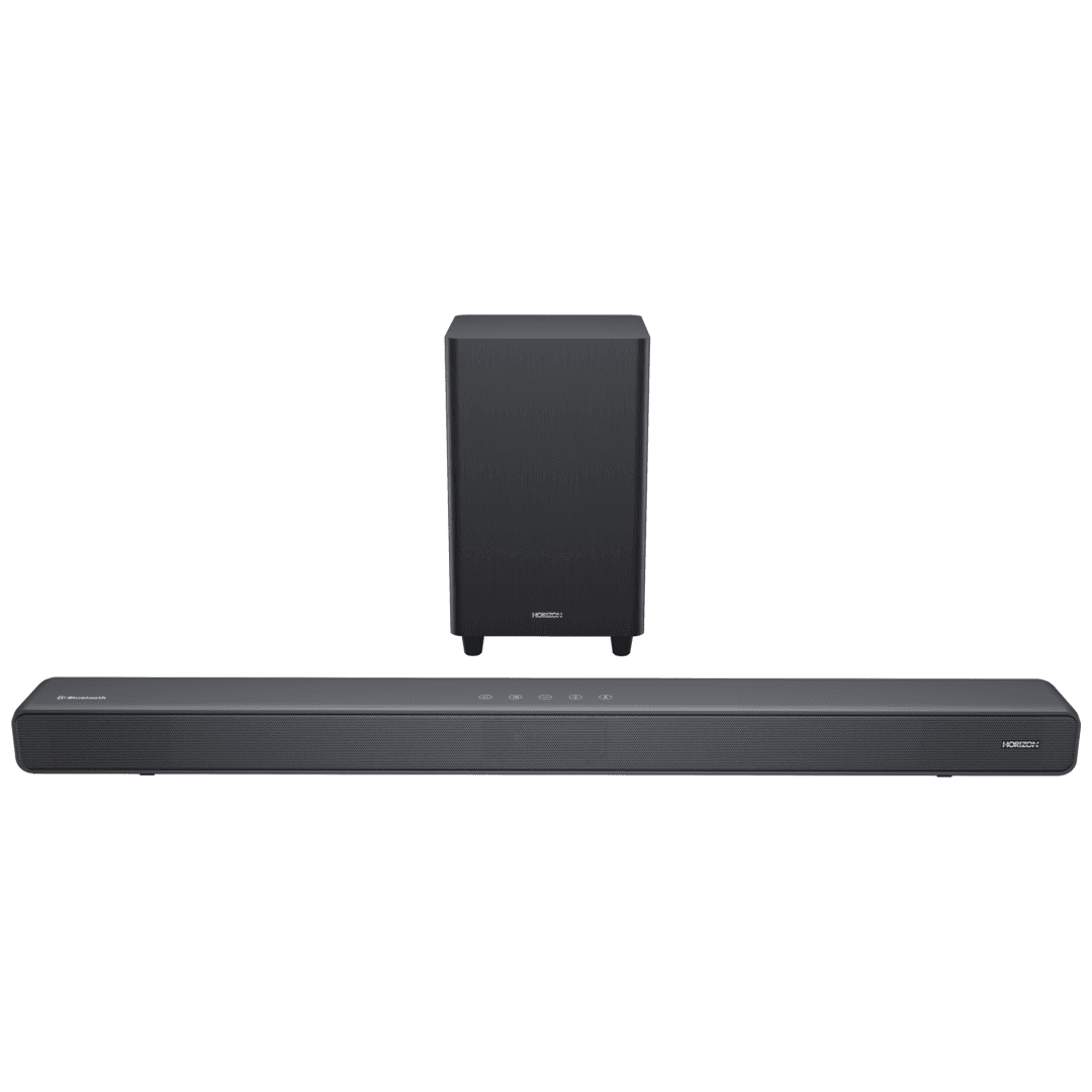 SOUNDBAR HORIZON HAV-S5950W / System 2.1 / Max Audio Power 160W (40W x2 + 80W) / Digital Optical / AUX (3.5mm) / HDMI-ARC (CEC) / BT 5.4 / USB Playback / DOT-Matrix Display / Remote + Button Keys / Impedance: 6Ω x2 + 4Ω / Signal to Noise Ratio (SNR): 73dB / Wall-Mount Ready / Full Size / Titanium