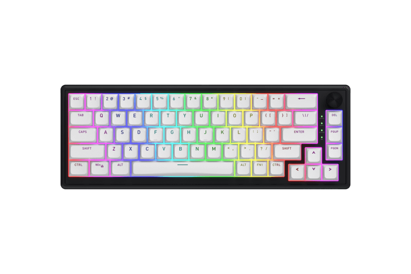 Tastatura wireless Hator Skyfall 60, interfata 2.4GHz, BT5.3, USB, polling rate 1000Hz, capacitate baterie 2000mAh, switch HATOR Aurum Sterling linear, material tasta OMA, buton de control multimedia, sistem de anulare a zgomotului integrat, alb-negru