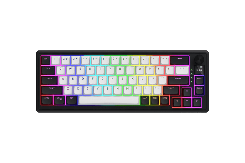Tastatura wireless Hator Skyfall MAG Ultima 8K 65, interfata 2.4GHz, BT5.3, USB, polling rate 8000Hz, capacitate baterie 8000mAh, switch HATOR Aurum Ice Magnetic linear, material tasta OMA, buton de control multimedia, sistemde anulare a zgomotului integrat, alb-negru