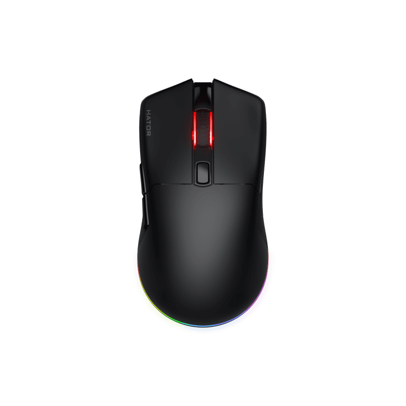 Mouse gaming wireless Hator Pulsar 3, polling rate pana la 1000Hz, senzor Optical PixArt PMW 3311, rezolutie maxima 12000 DPI, switch HATOR® Optical 100M, iluminare RGB 16.8M culori, side switch Kailh 3M, durata de viata baterie in wireless mode pana la 100 de ore, negru