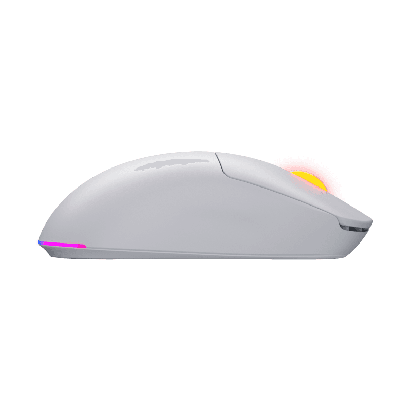 Mouse wireless Hator Quasar 3, conectivitate 2.4GHz, bluetooth si USB, polling rate pana la 1000Hz, rezolutie maxima 12000 DPI, capacitate baterie 600 mAh, durata de viata baterie in modul wireless pana la 100 ore, timp incarcare 2 ore, switch HATOR® Optical 100M, side switch Huano 3M, iluminare RGB