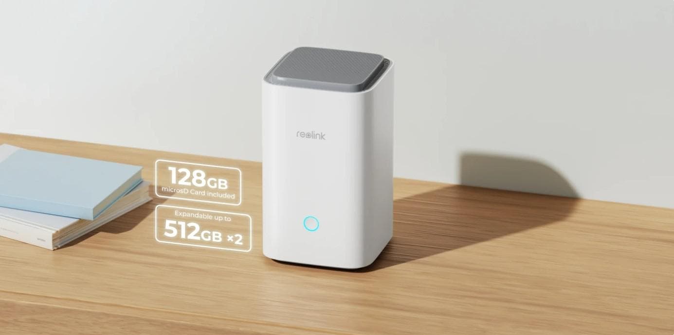 Reolink Hub 1: manageriaza pana la 8 camere, compatibil cu toate camerele Reolink WI-FI/PoE, Aimentare: DC 12V/1A, Interfata retea: 1 X RJ45 10/100 Mbps Slot card de memorie: 2 x microSD pana la 512GB, 1 x microSD de 128GB inclus Wireless Standard: IEEE 802.11 a/b/g/n/ac/ax (Wi-Fi 6), frecventa de