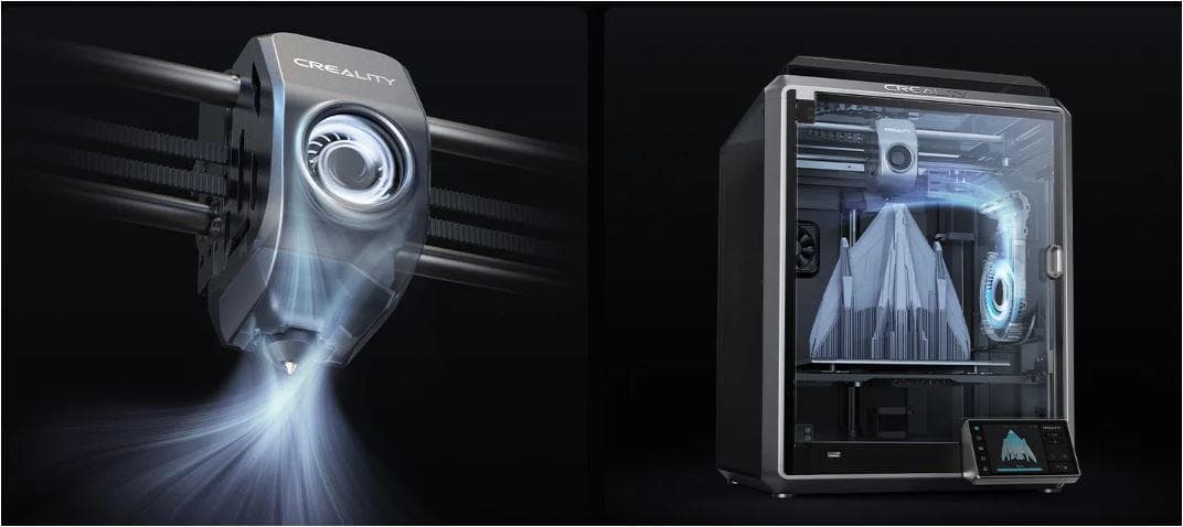 Imprimanta 3D Creality K1, Tehnologie FDM, viteza printare 600mm/s, Precizie 100 +/-0.1mm, Diametru filament: 1.75mm, tip filament compatibil: ABS/PLA/PETG/PET/TPU/PA/ABS/ASA/PC/PLA-CF/PA-CF/PET-CF, Transfer fisier: USB drive,WIFI temperatura duza:300 C, Format: STL/OBJ/AMF,Software: Creality Print