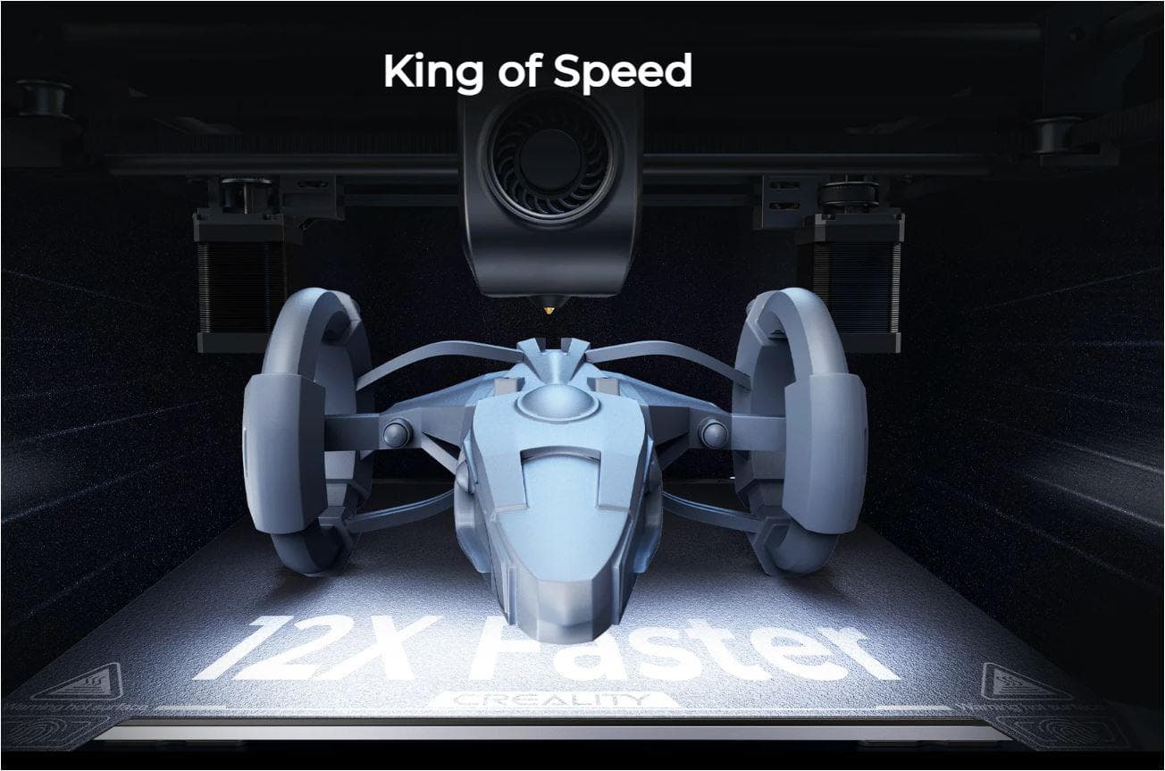 Imprimanta 3D Creality K1, Tehnologie FDM, viteza printare 600mm/s, Precizie 100 +/-0.1mm, Diametru filament: 1.75mm, tip filament compatibil: ABS/PLA/PETG/PET/TPU/PA/ABS/ASA/PC/PLA-CF/PA-CF/PET-CF, Transfer fisier: USB drive,WIFI temperatura duza:300 C, Format: STL/OBJ/AMF,Software: Creality Print