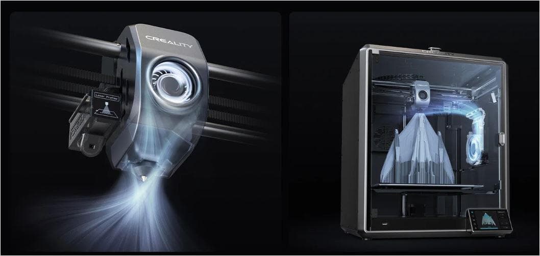 Imprimanta 3D Creality K1 MAX, Tehnologie FDM, viteza printare 600mm/s, Precizie 100 +/-0.1mm, Diametru filament: 1.75mm, tip filament compatibil: ABS/PLA/PETG/PET/TPU/PA/ABS/ASA/PC/PLA-CF/PA-CF/PET-CF, Transfer fisier: USB drive,WIFI temperatura duza:300 C, Format fisier: G-code,Software: Creality
