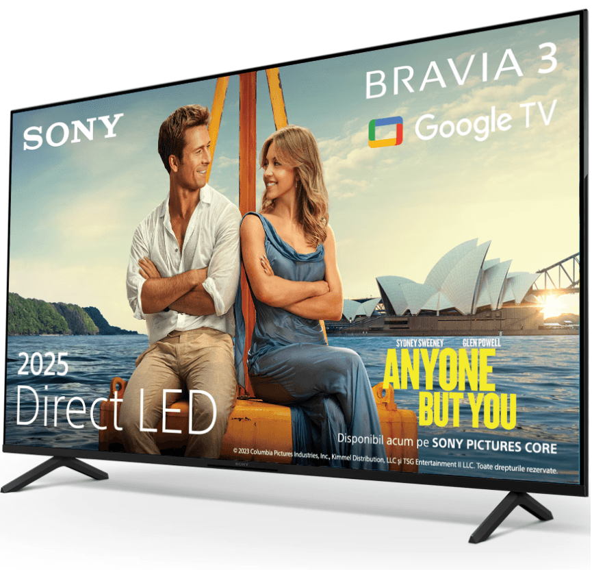 Televizor Sony BRAVIA 3 LED 43S35, 108 cm, Smart Google TV, 4K Ultra HD, Clasa E