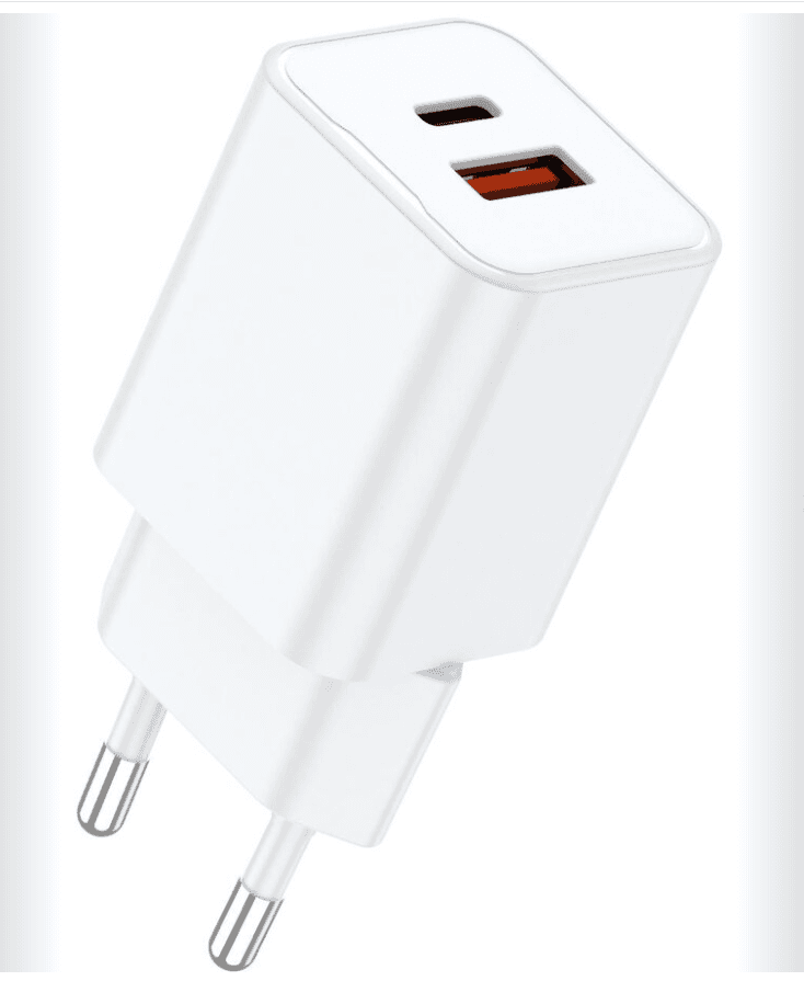 Lemontti Incarcator Retea GaN Dual Port 1x Type-C si 1x USB-A QC 3.0, 25W, Alb