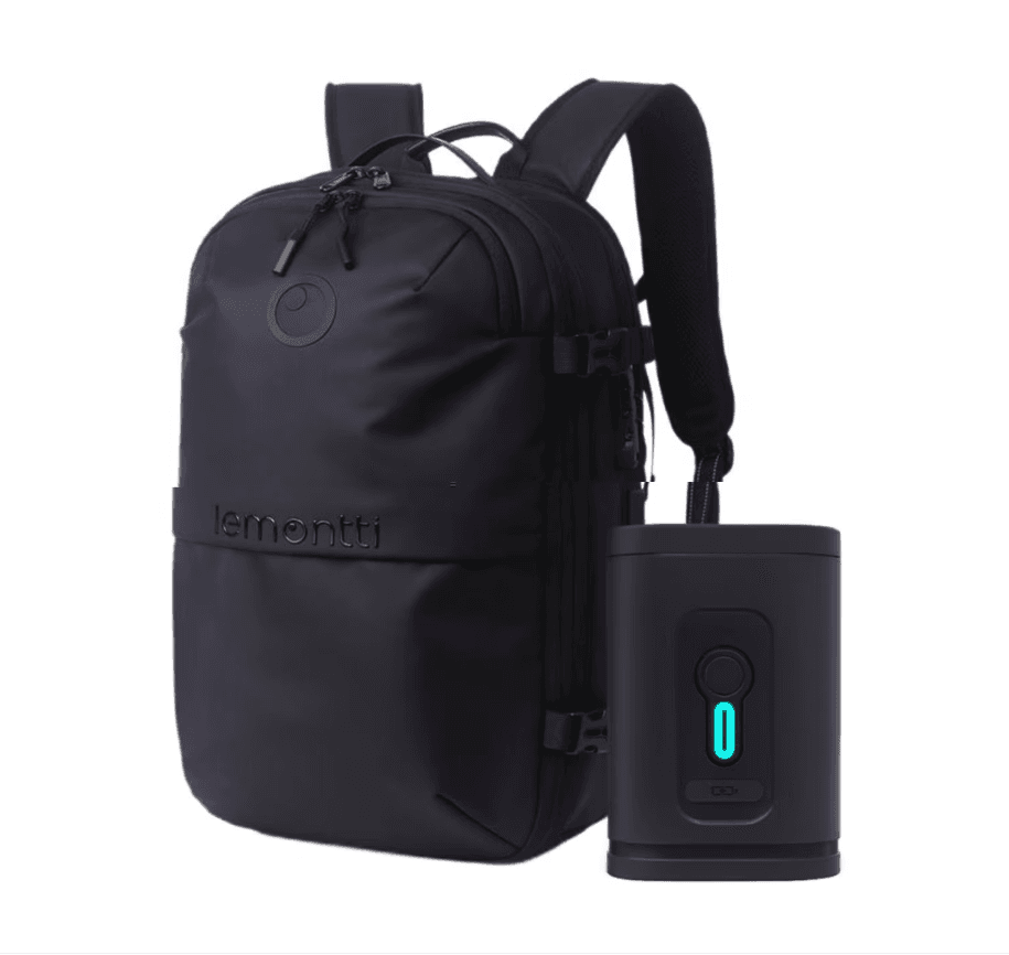 Lemontti Rucsac Smart Premium cu Vacuum si pompa vid 5 capete inclusa, 30-60L pentru cabina avion, impermeabil, doua mufe incarcare USB: USB-A si Type-C, extensie suplimentara, sistem antifurt, Negru
