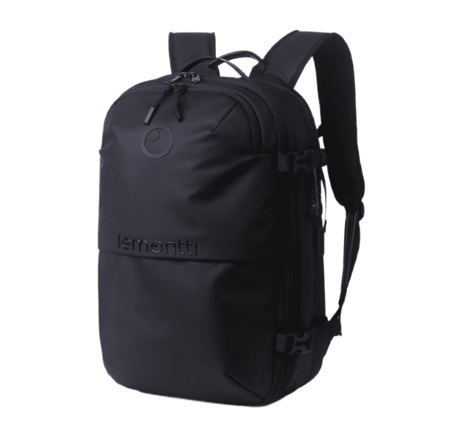 Lemontti Rucsac Smart Premium cu Vacuum si pompa vid 5 capete inclusa, 30-60L pentru cabina avion, impermeabil, doua mufe incarcare USB: USB-A si Type-C, extensie suplimentara, sistem antifurt, Negru