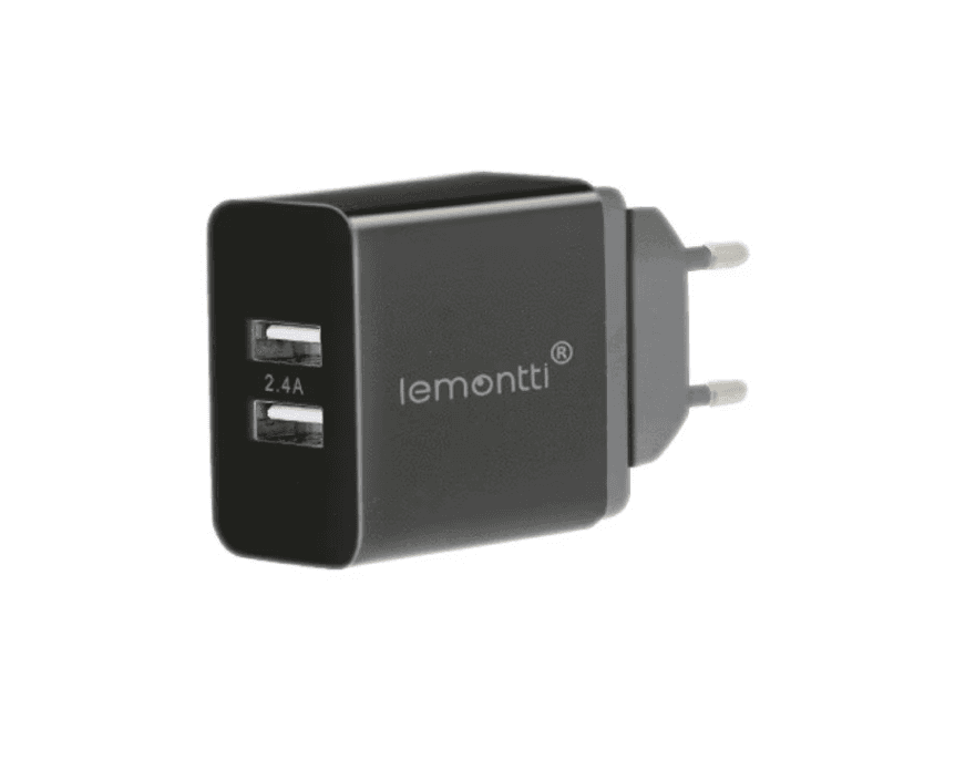 Lemontti Incarcator Retea 2.4A 2 porturi USB-A Negru