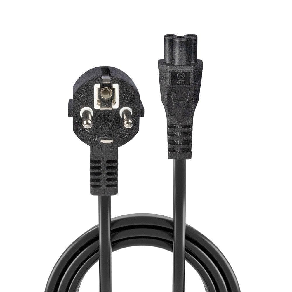 Cablu alimentare Lindy, conector A: Schuko, conector B: IEC C5C5, lungime cablu 2m, material PVC si PBT, material conductor: cupru, dimensiuni A: 36.5x71x36.5mm (1.44x2.8x1.44in), B: 22.8x64x15mm (0.9x2.52x0.59in), negru
