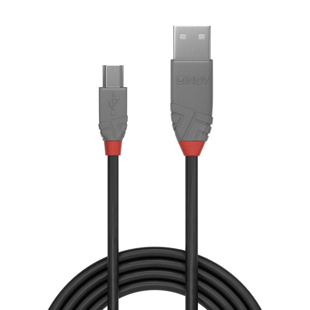 Cablu transfer date Lindy LY-36722, USB 2.0 Type A to Mini-B, 1 m, Anthra Line