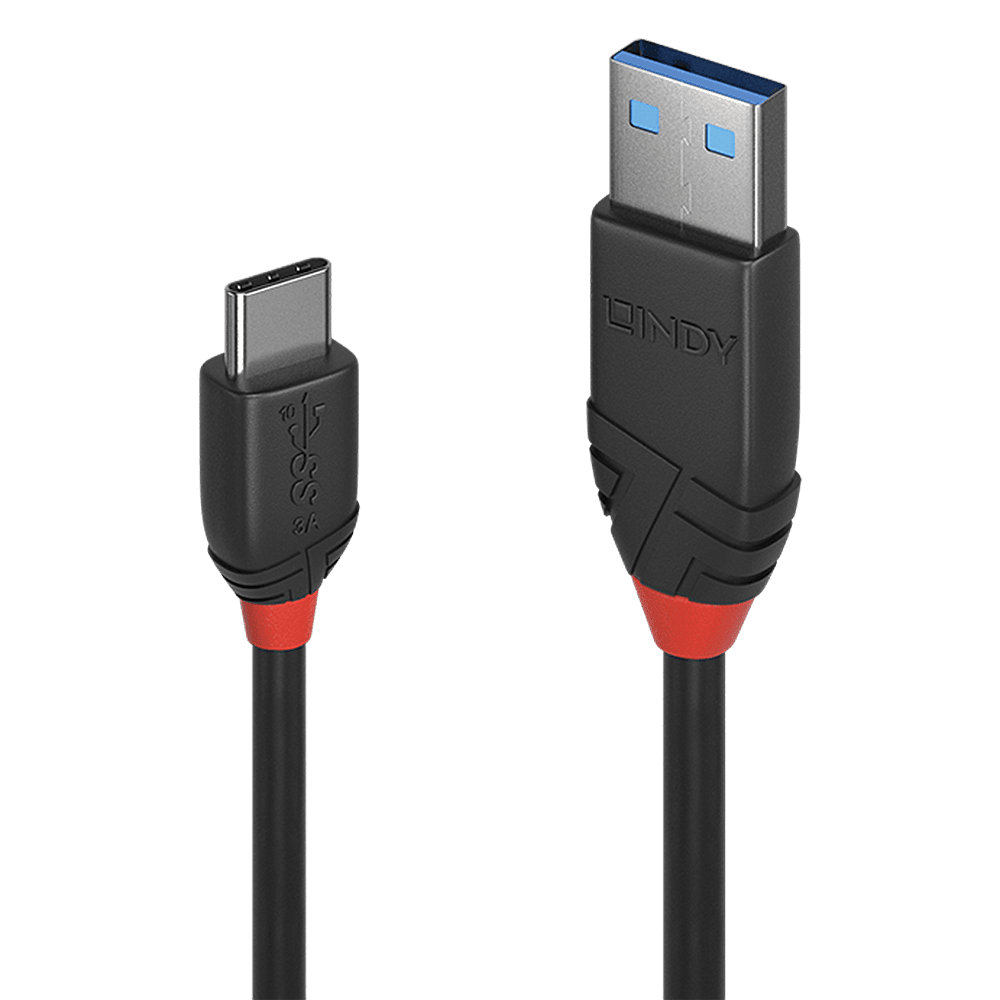 Cablu Lindy 1.5m USB 3.2 Type-A to Type-C (tata - tata), Black Line, Supported Bandwidth: 10Gbps, negru