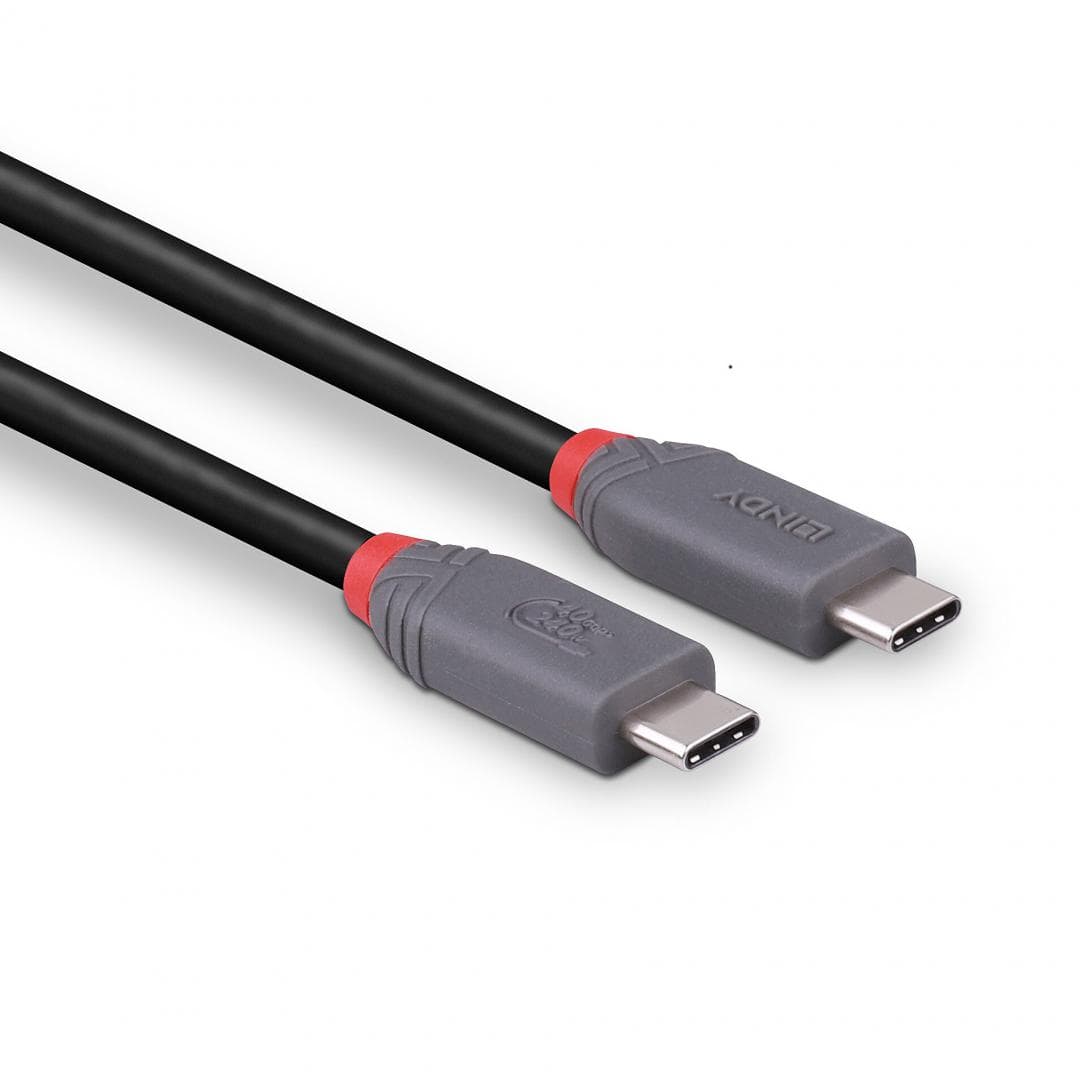 Cablu Lindy 0.8m USB 4 Type C 40Gbps Anthra line, rezolutie maxima suportata 3840x2160@60Hz, 7680x4320@60Hz , latime de banda suportata 40Gbps, gri