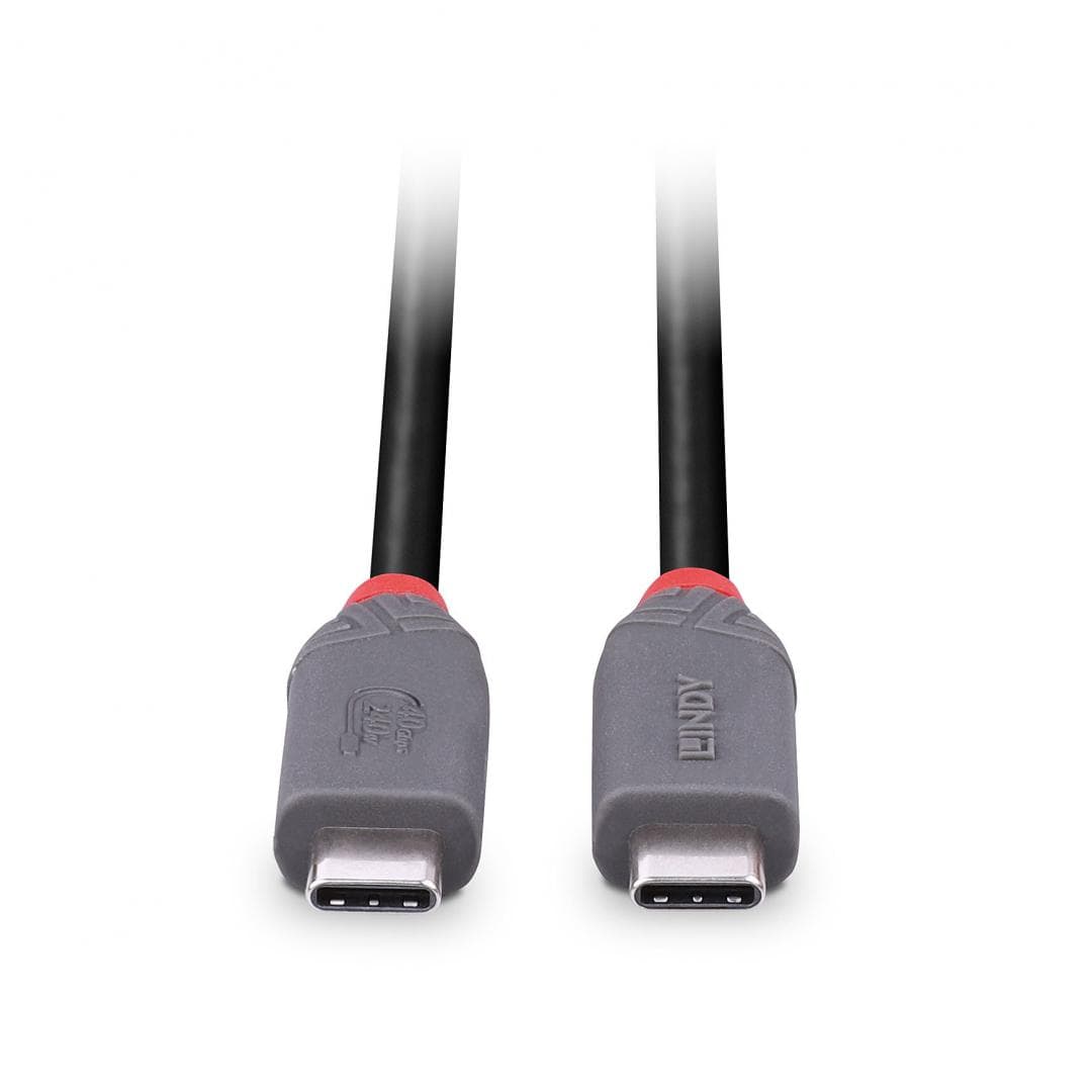 Cablu Lindy 0.8m USB 4 Type C 40Gbps Anthra line, rezolutie maxima suportata 3840x2160@60Hz, 7680x4320@60Hz , latime de banda suportata 40Gbps, gri