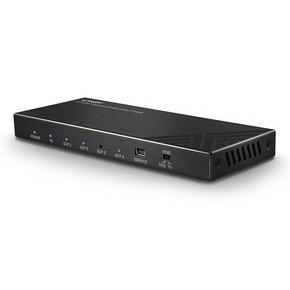 Splitter semnal video Lindy 4x HDMI 2.0 18G, latime de banda 18Gbps, rezolutie maxima 3840x2160, audio pass-through