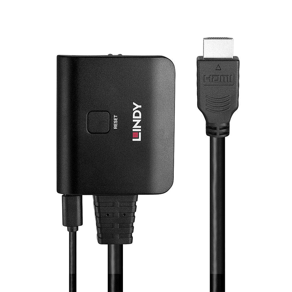 Cablu Lindy 2 porturi HDMI 4K60, latime de banda suportata 18Gbps, Chipset: GSV2006, lungime cablu 500 mm  negru