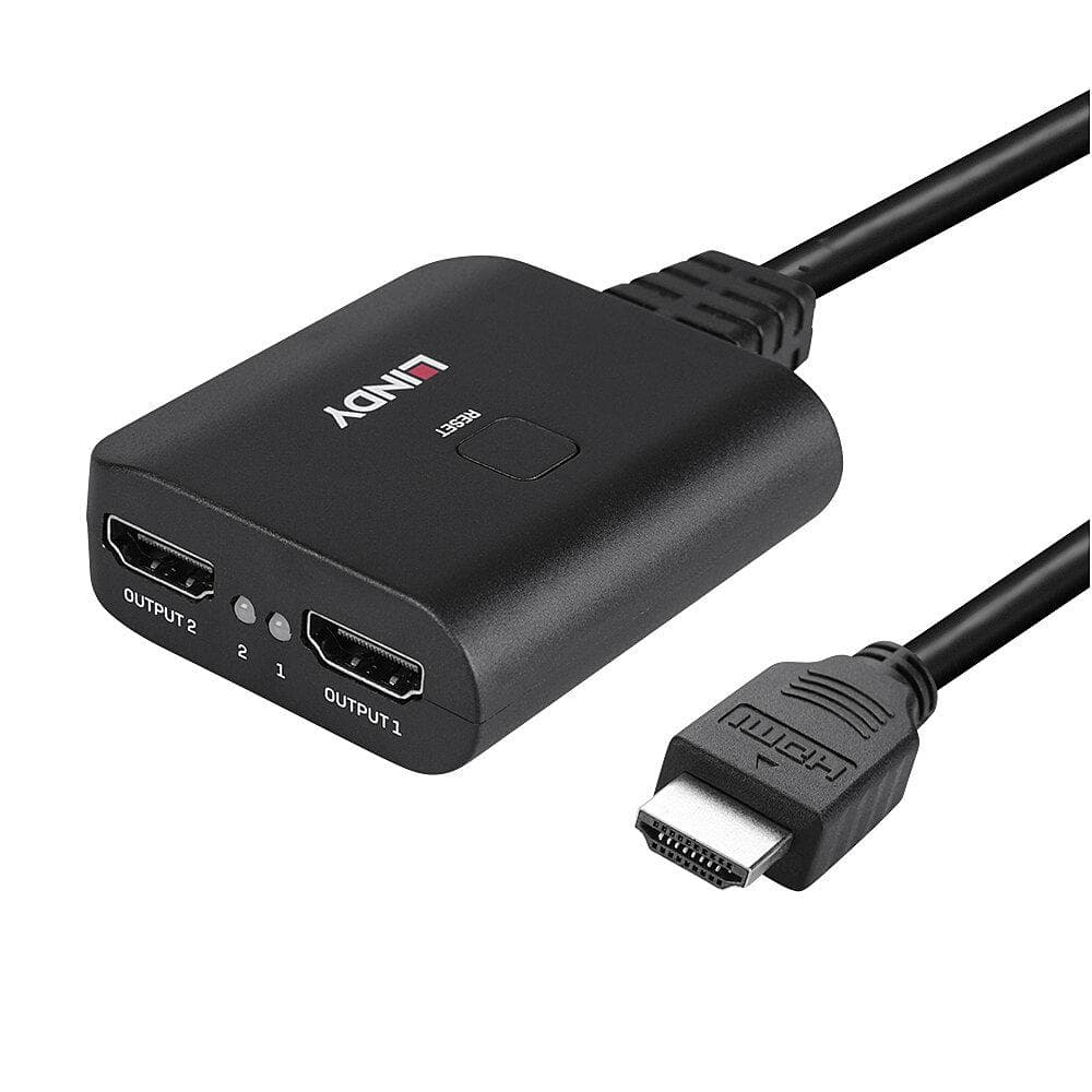 Cablu Lindy 2 porturi HDMI 4K60, latime de banda suportata 18Gbps, Chipset: GSV2006, lungime cablu 500 mm  negru