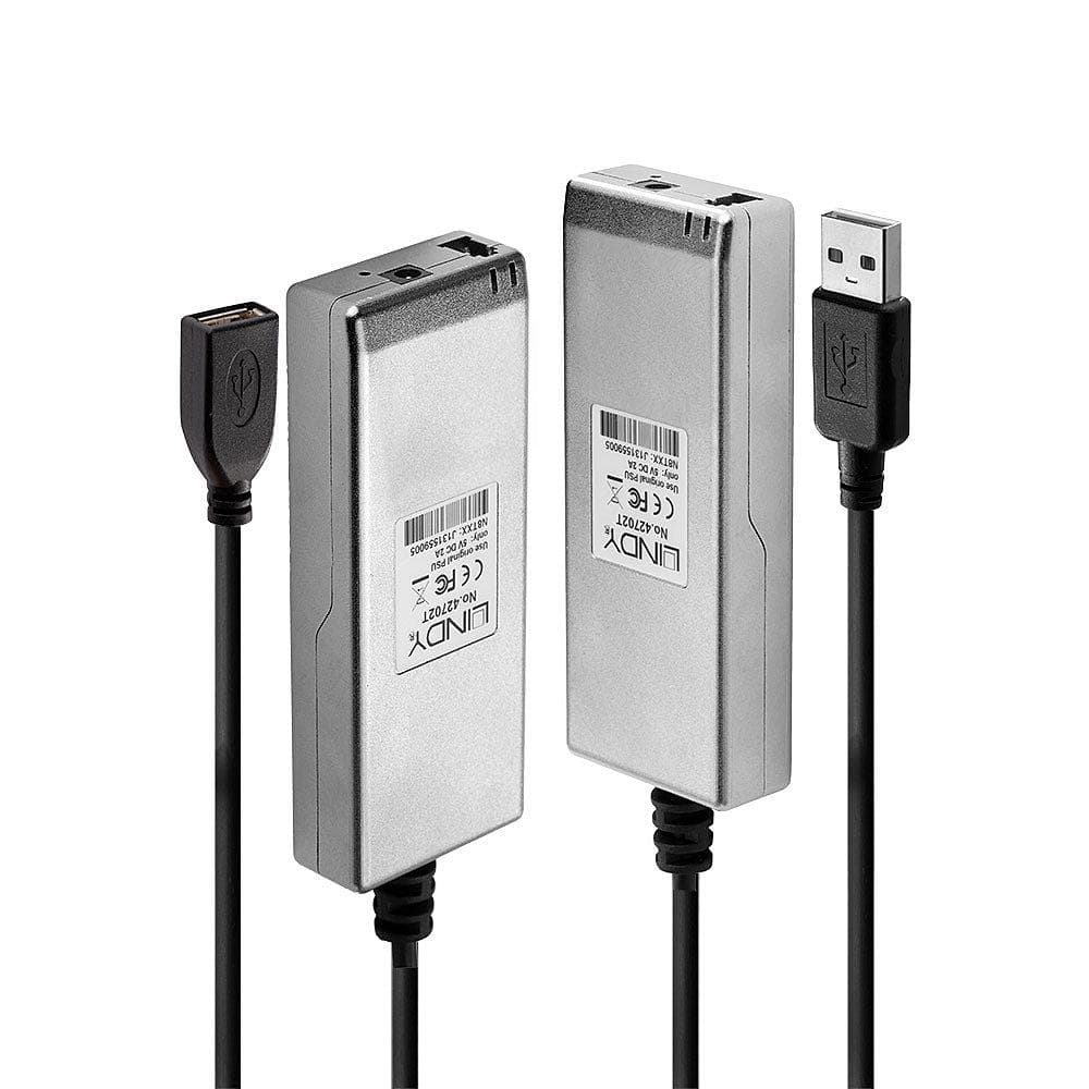 Lindy 200m Fibre Optic USB 2.0 Extender, latime de banda suportata 480Mbps, distanta maxima 200m, gri