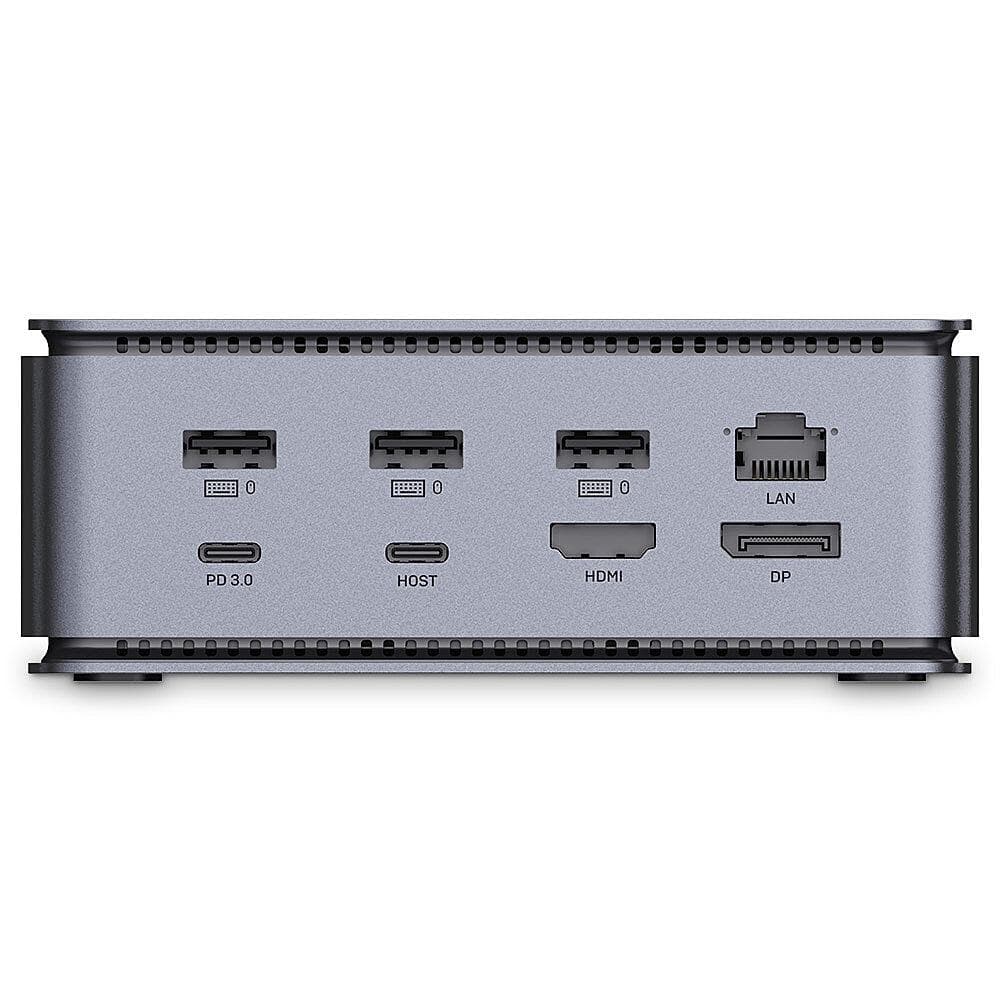 Docking station Lindy, interfete: USB-C la 6x USB-A/ 1x USB-C/1x RJ45/ 1x DisplayPort/1x HDMI/ 1x SD & 1x Micro SD/ 1x 3,5 mm/ 1x USB-C PD(power delivery), latime de banda 10Gbps, 10/100/1000 Mbps, rezolutie maxima (intrare) 7680x4320@60Hz, rezolutie maxima (iesire): un singur display 7680x4320