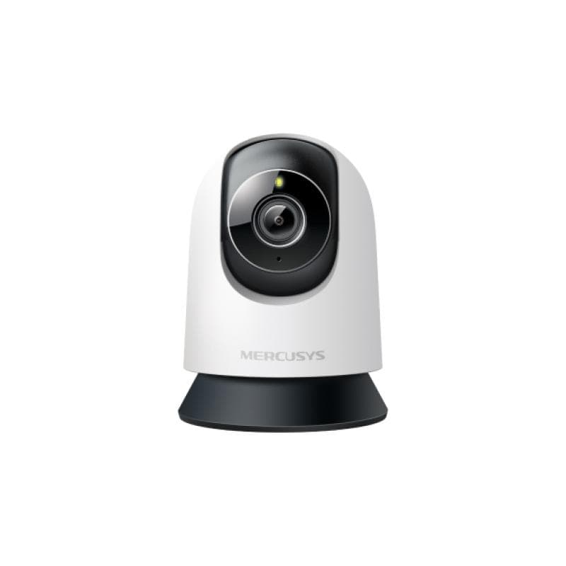Pan/Tilt AI Home Security Wi-Fi Camera SPEC:  3K Resolution (2880*1620), Pan and Tilt (360° Horizontal), Built- in microphone and speaker, 850nm IR LED and Color Night Vision, 2.4GHz Wi-Fi FEATURE: MERCUSYS APP, Pan/Tilt, Smart Detection and Notification (Motion & Person & Pet & Vehicle), Baby
