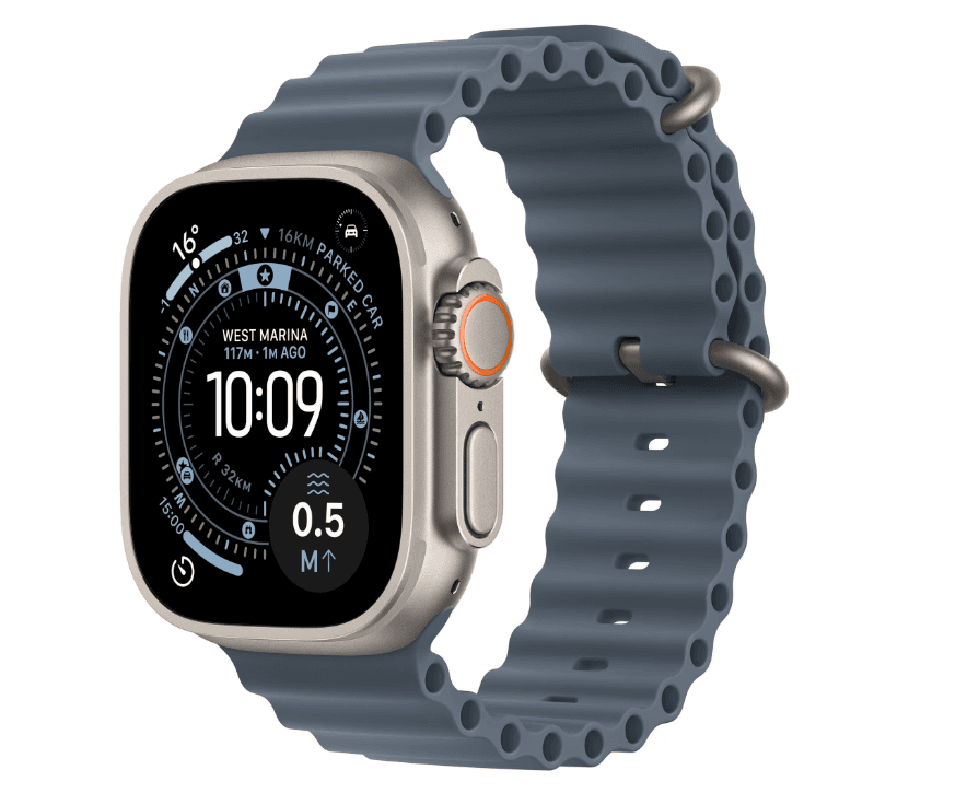 Apple Watch Ultra 3 GPS + Cellular 49mm Natural Titanium Case with Anchor Blue Ocean Band