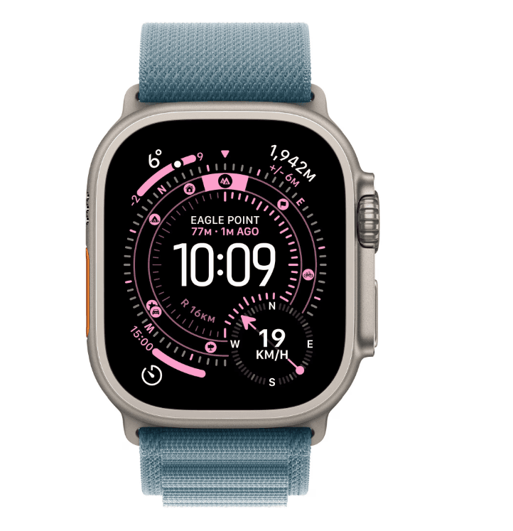 Apple Watch Ultra 3 GPS + Cellular 49mm Natural Titanium Case with Light Blue Alpine Loop - Medium