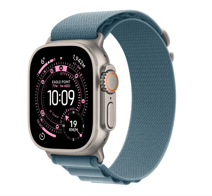 Apple Watch Ultra 3 GPS + Cellular 49mm Natural Titanium Case with Light Blue Alpine Loop - Large