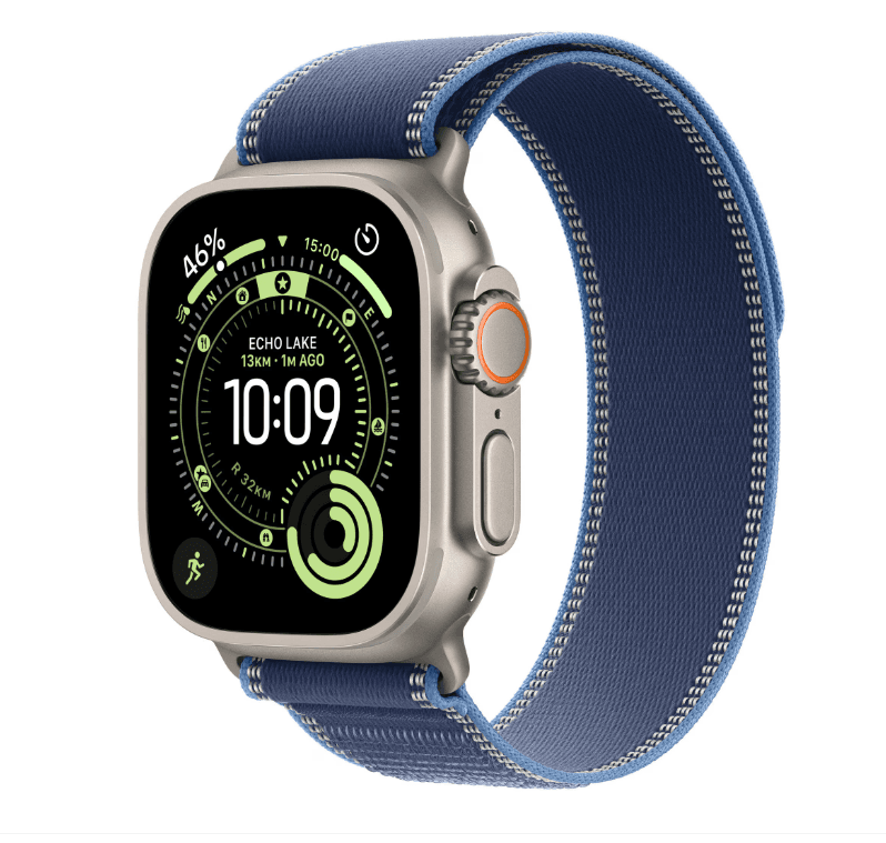 Apple Watch Ultra 3 GPS + Cellular 49mm Natural Titanium Case with Blue/Bright Blue Trail Loop - M/L