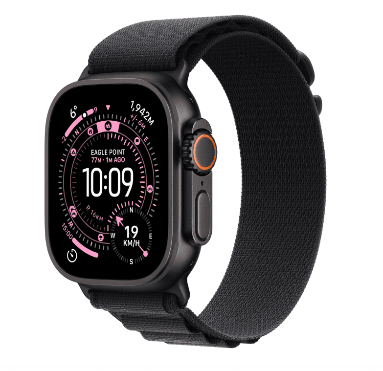 Apple Watch Ultra 3 GPS + Cellular 49mm Black Titanium Case with Black Alpine Loop - Medium