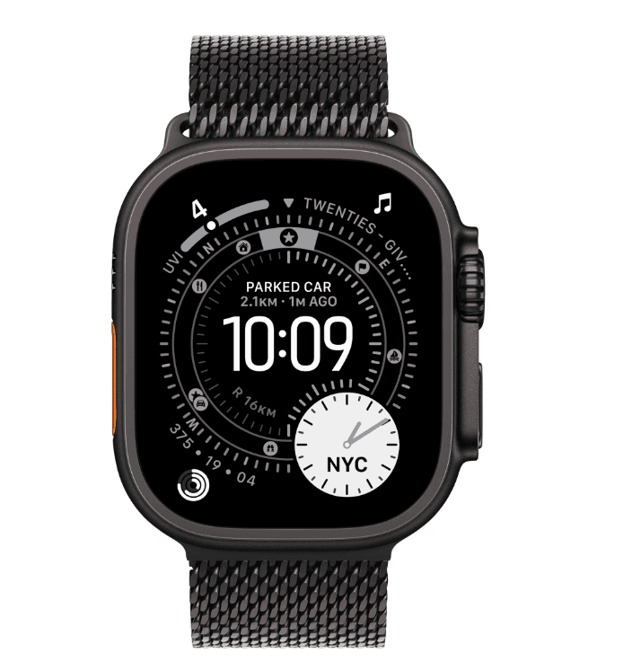 Apple Watch Ultra 3 GPS + Cellular 49mm Black Titanium Case with Black Titanium Milanese Loop - Medium