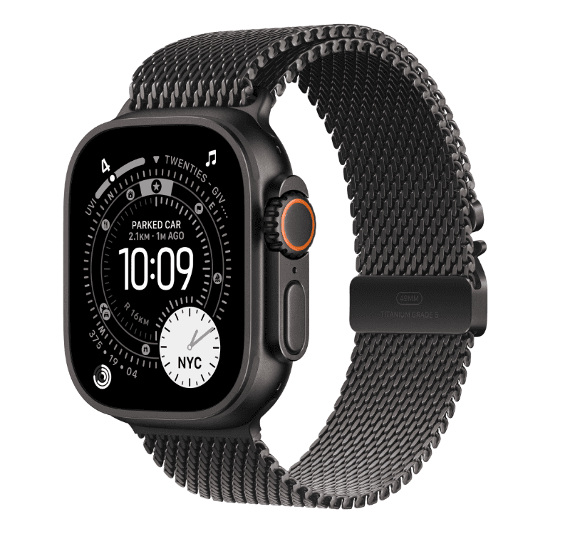Apple Watch Ultra 3 GPS + Cellular 49mm Black Titanium Case with Black Titanium Milanese Loop - Medium