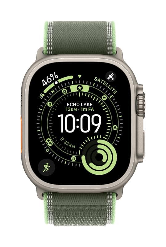 Apple Watch 49mm Green/Neon Trail Loop - M/L - Natural Titanium Finish