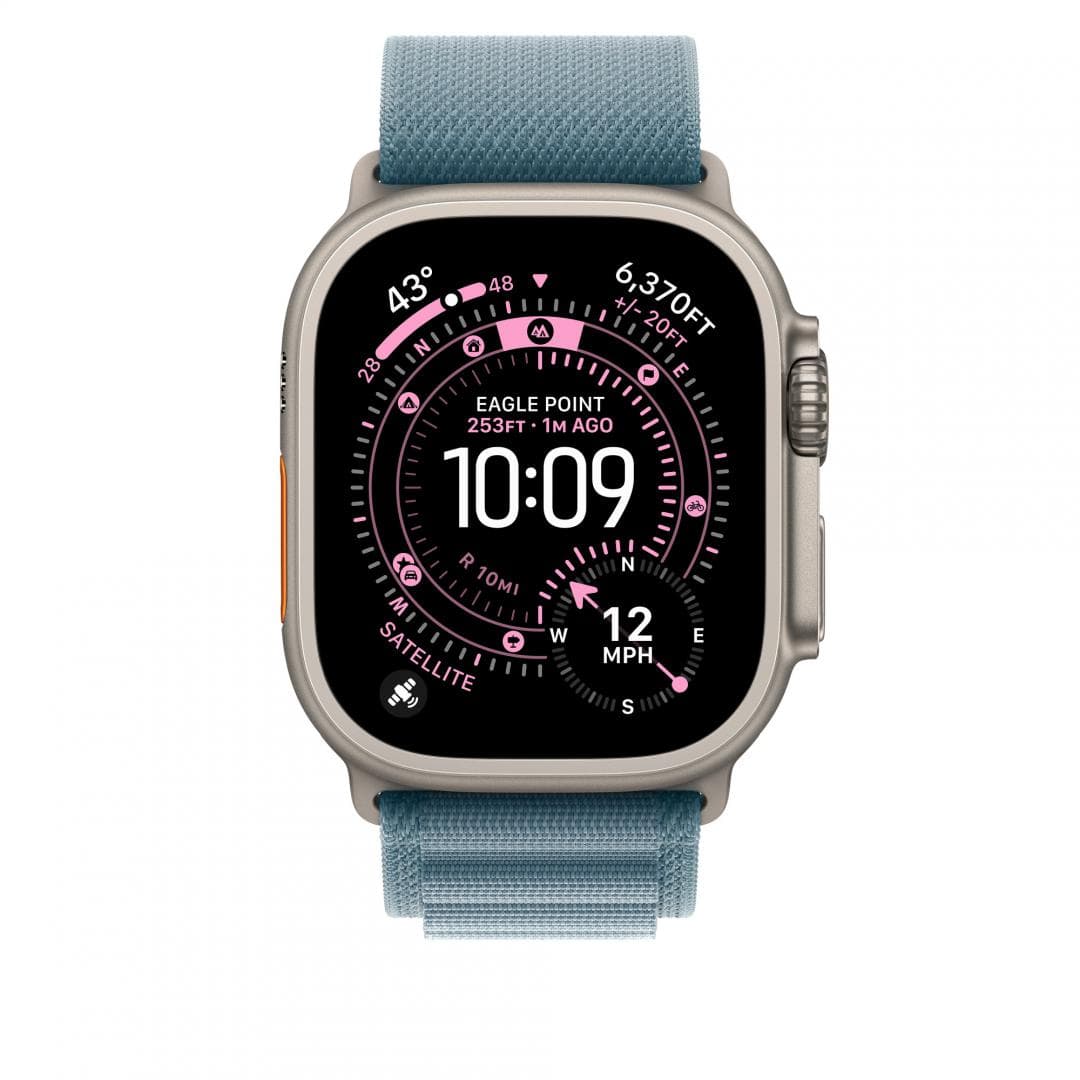 Apple Watch 49mm Light Blue Alpine Loop - Small - Natural Titanium Finish