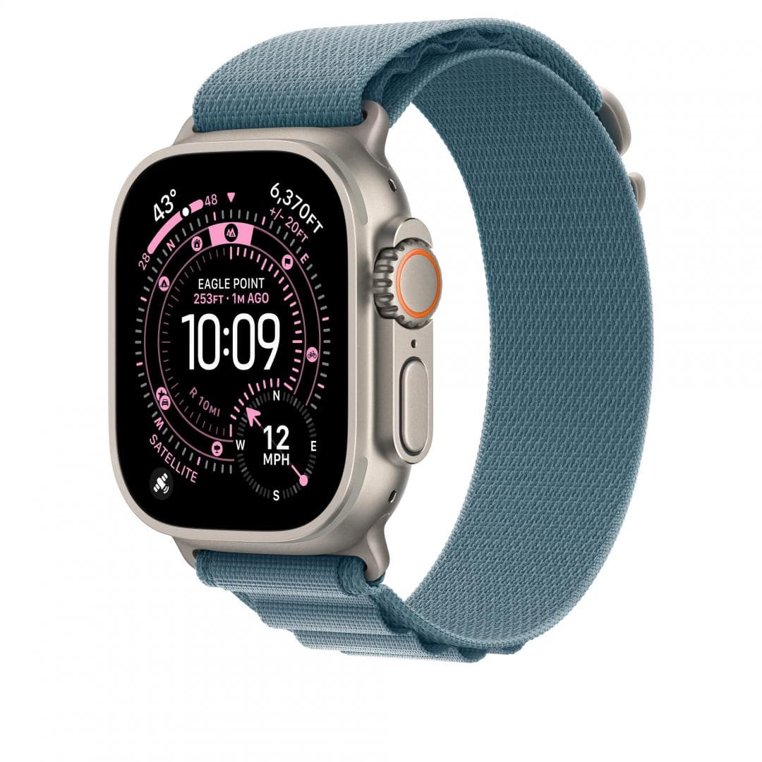 Apple Watch 49mm Light Blue Alpine Loop - Small - Natural Titanium Finish