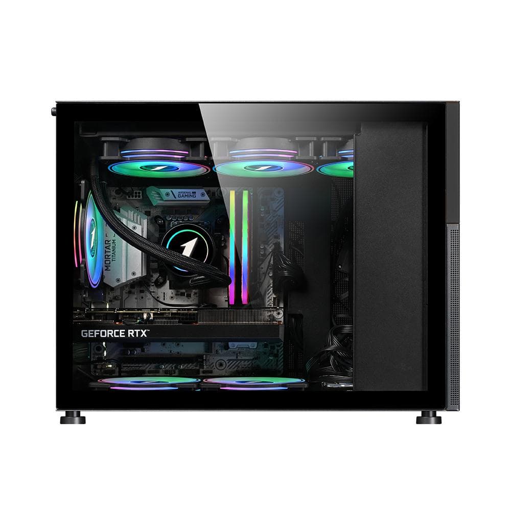Carcasa 1stPlayer® MI6-EV, Micro-ATX, display 8 inches, 4 ventilatoare aRGB, negru