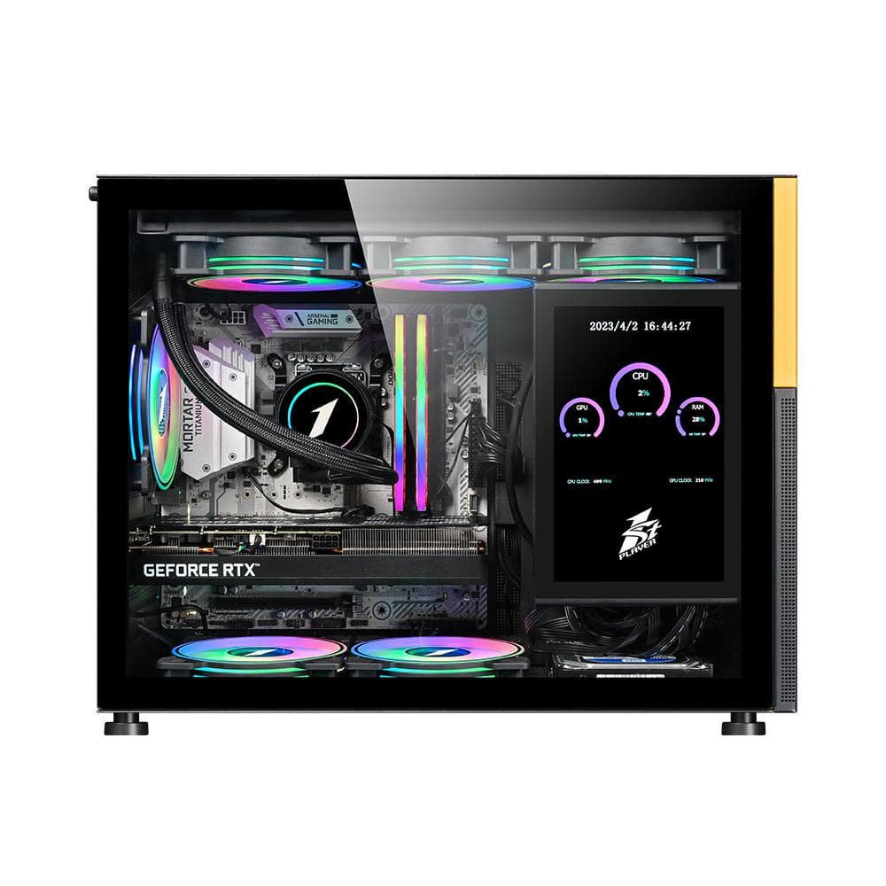 Carcasa 1stPlayer® MI6-EV, Micro-ATX, display 8 inches, 4 ventilatoare aRGB, negru