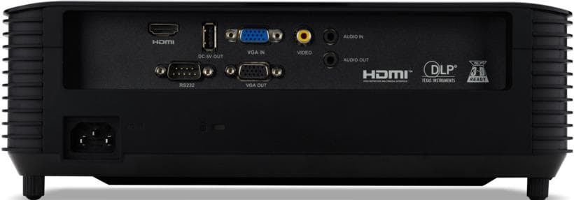 Proiector Acer X1228H, XGA 1024*768, up to WUXGA 1920*1200, 4500 lumeni, DLP 3D ready, 4:3/ 16:9, 20.000:1, dimensiune maxima imagine 300", distanta maxima de proiectie 11.8 m, boxa 3W, lampa 6.000 ore/ 15.000 ore Ecomode, 24-32 dB, 2.8 kg, D-sub, HDMI, PC audio in/ out, Composite Video (RCA), DC