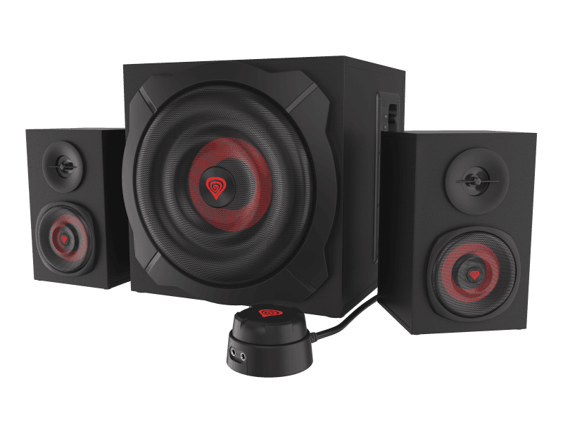 Sistem audio Genesis HELIUM 610BT, putere maxima RMS 60W, frecventa raspuns 40 - 20000 Hz, conectivitate mini jach, bluetooth 4.2, material lemn, negru/rosu